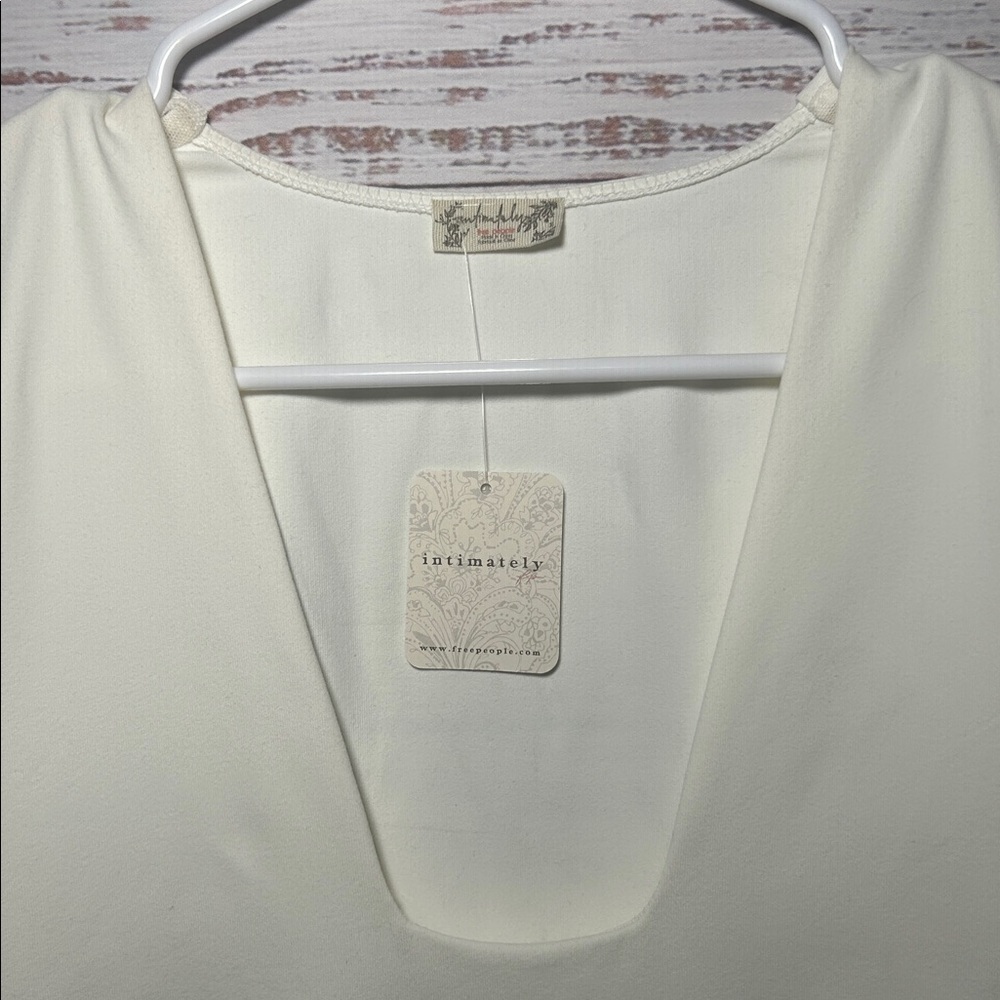 Intimately Free People Bare & Square Bodysuit Sheer Polka Dot Sleeves Ivory NWT - Picture 11 of 16